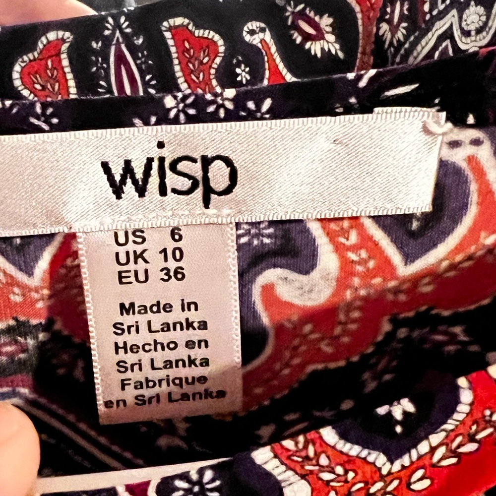 Wisp Stitch Fix Size 6 Dress 3/4 Sleeve Pattern Pink Sheath